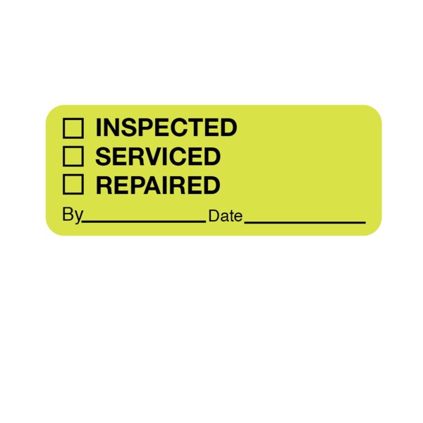 Inspected, Service and Repaired" 7/8" x 2-1/4" Flr Chart w/Black